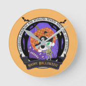 海賊のスケルトンの猫の壁 ラウンド壁時計 (正面)