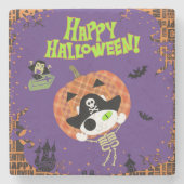 海賊のスケルトン猫の石コースター ストーンコースター (正面)