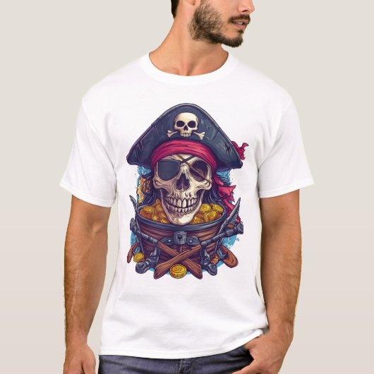 海賊のドクロの宝 Tシャツ (正面)