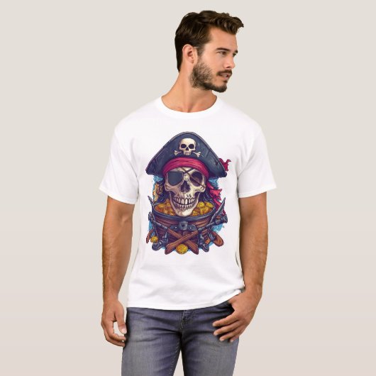 海賊のドクロの宝 Tシャツ (正面フル)