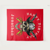 海賊のドクロの幽霊 ハッピー バースデー 背景 タペストリー (正面(横))