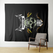 海賊のドクロの骨の背景 タペストリー (インサイチュ(横))