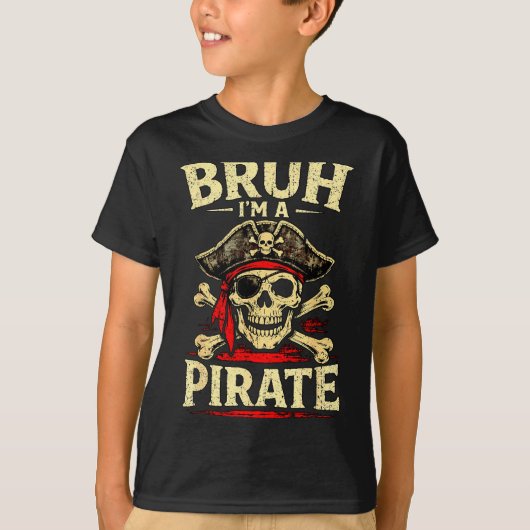 海賊のドクロ+クロスボーンズの眼帯の帽子だってばよ Tシャツ (正面)