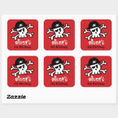 海賊のドクロ & スケルトンの子供の誕生日パーティーの景品 スクエアシール (シート)