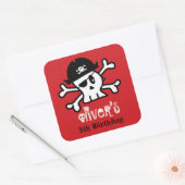 海賊のドクロ & スケルトンの子供の誕生日パーティーの景品 スクエアシール (封筒)
