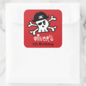 海賊のドクロ & スケルトンの子供の誕生日パーティーの景品 スクエアシール (バッグ)
