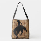 海賊のブロンコ馬のシルエットカウボーイ クロスボディバッグ (裏面)