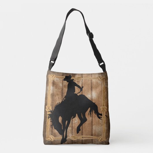 海賊のブロンコ馬のシルエットカウボーイ クロスボディバッグ (裏面)