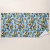 海賊の人生をナンバーズ絵を描スタイルです ビーチタオル (正面)