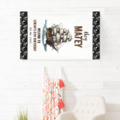 海賊の仲間たちと船上で8歳の誕生日を祝おう 横断幕 (インサイチュ)