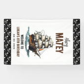 海賊の仲間たちと船上で8歳の誕生日を祝おう 横断幕 (横)