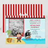 海賊の写真を使った誕生日パーティーの招待状 招待状 (正面/裏面)