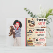 海賊の写真を使った誕生日パーティーの招待状 招待状 (スタンド正面)