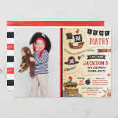 海賊の写真を使った誕生日パーティーの招待状 招待状 (正面/裏面)