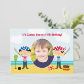 海賊の写真を使った誕生日招待状 招待状 (スタンド正面)