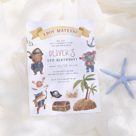 海賊の動物の誕生日パーティー 招待状