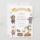 海賊の動物の誕生日パーティー 招待状 (正面)