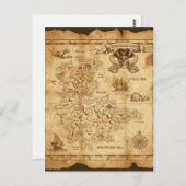 海賊の古いヴィンテージ宝物地図 ポストカード (正面/裏面)