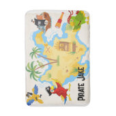 海賊の名前とオウムが書かれた宝島 バスマット (正面縦)