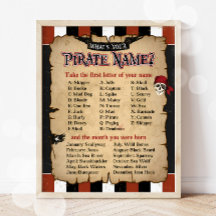 海賊の名前のパーティーゲームポスター