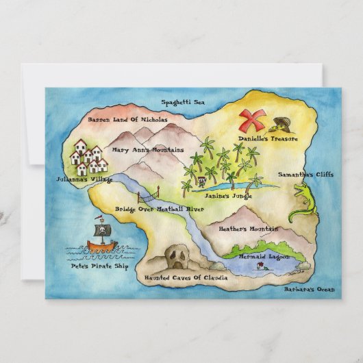 海賊の地図パーティ招待状 5"x 7" 招待状 (正面)