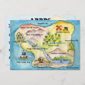 海賊の地図パーティ招待状 5"x 7" 招待状 (正面/裏面)