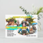 海賊の女性キャプテントロピカルアイランド鳥の船 招待状 (スタンド正面)