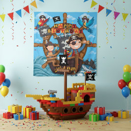 海賊の子供たちの誕生日 背景 バナー タペストリー