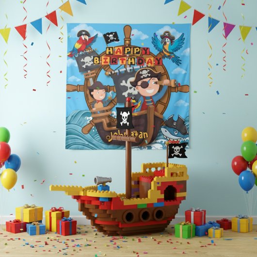 海賊の子供たちの誕生日 背景 バナー タペストリー