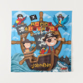 海賊の子供たちの誕生日 背景 バナー タペストリー (正面)
