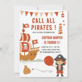 海賊の子供の誕生日を呼べ | 海賊の航海  招待状 (正面)