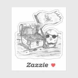 海賊の宝のシーンのスケッチ シール