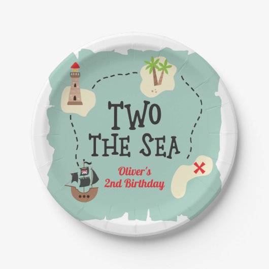 海賊の宝の地図2海の2番目の誕生日 ペーパープレート (正面)