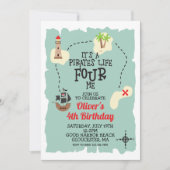 海賊の宝の地図4th誕生日 招待状 (正面)