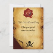 海賊の宝の地図、スカルとクロス剣 案内状 (裏面)