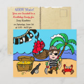 海賊の宝を手に入れろ！バースデー・パーティーの招待状 ポストカード (正面/裏面)