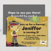 海賊の宝地図の誕生日パーティー招待状 招待状 (正面/裏面)