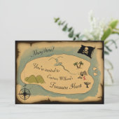 海賊の宝地図の誕生日パーティー招待状 招待状 (スタンド正面)