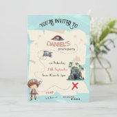 海賊の宝地図 子供パーティー招待状 招待状 (スタンド正面)