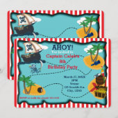 海賊の宝地図 誕生日パーティー招待状 招待状 (正面/裏面)