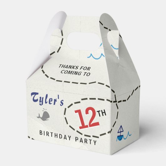 海賊の宝物マップ船ホエーパーソナライズされたルパーティー フェイバーボックス (裏面サイド)