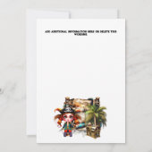 海賊の宝箱の誕生日パーティーのテーマの子供たち、女の子 招待状 (裏面)