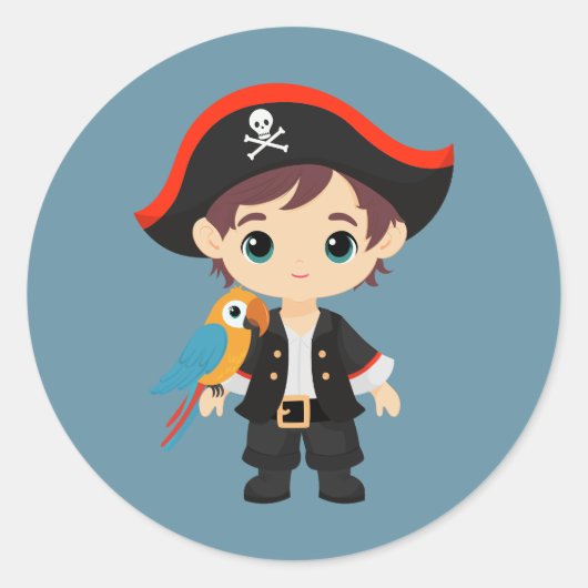 海賊の少年誕生日パーティー ラウンドシール (正面)