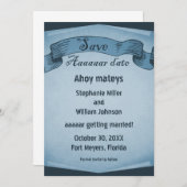 海賊の巻物お知らせ 青 招待状 (正面/裏面)