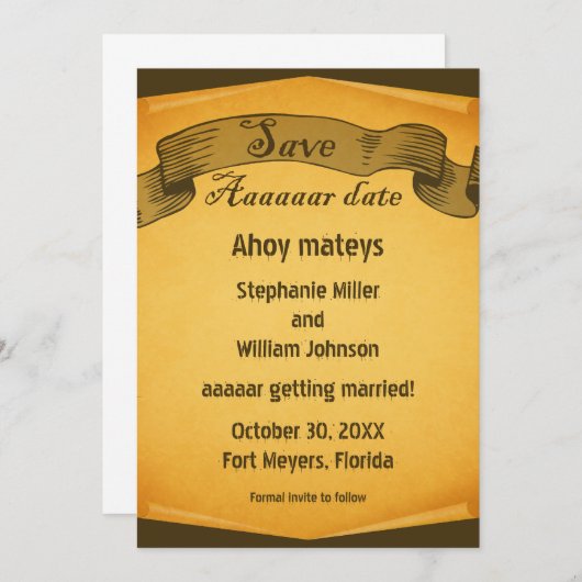 海賊の巻物 Save the Date 招待状 (正面/裏面)