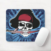 海賊の帽子と目当てと剣を持つスカル マウスパッド (マウス)