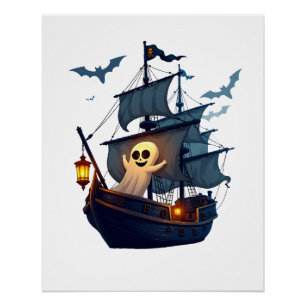 海賊の幽霊船 � スケアリー・ハロウィンTシャツ ポスター