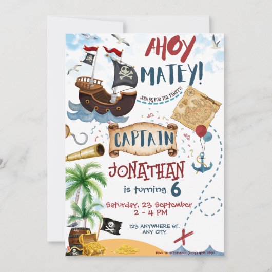 海賊の招待のインスタントダウンロード 招待状 (正面)