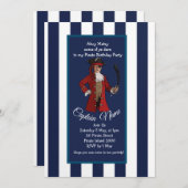 海賊の招待　航海のストライプ 招待状 (正面/裏面)