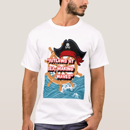 海賊の操舵輪の引用 Tシャツ (正面)